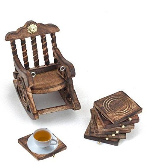 Royal Rocker Coaster Set – Vintage Wooden Tea Companion