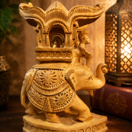 Handcrafted wooden elephant showpiece